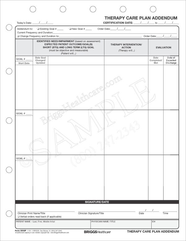 Therapy Care Plan Addendum